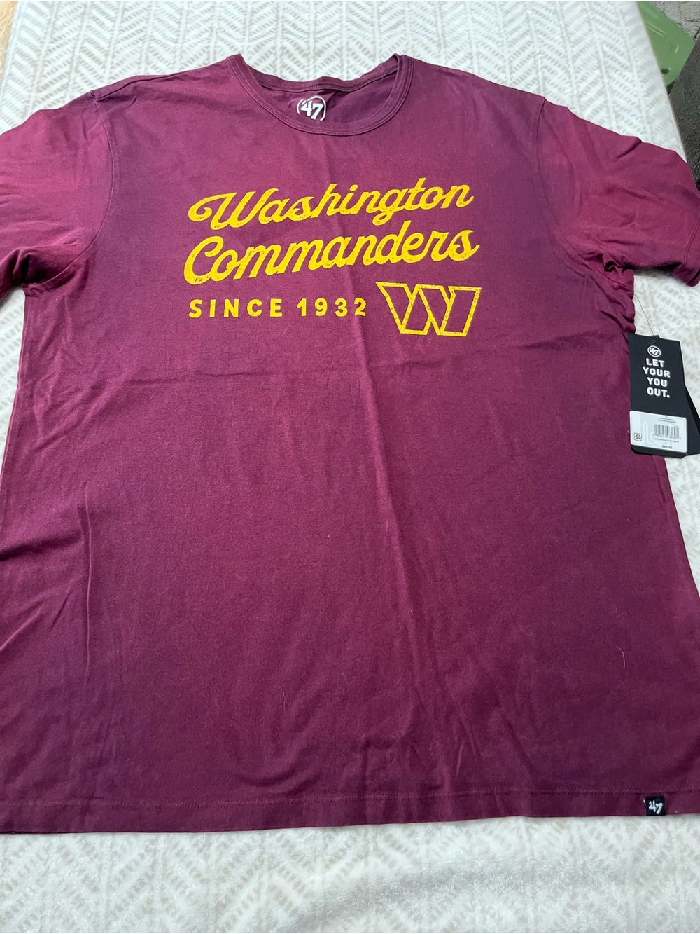 47 Washington Commanders Burgundy Tee - Men's Short XL Sleeve Shirt
